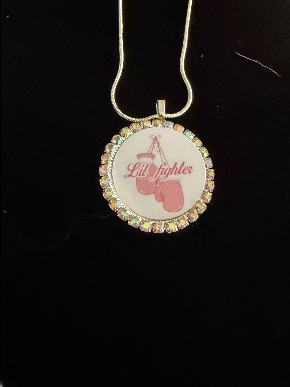 Lil Fighter Pink Boxing Gloves Pendant Necklace